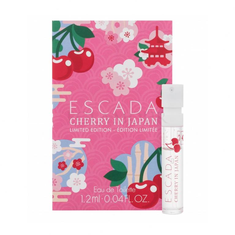 Échantillons de parfum officiels Escada Cherry au Japon en édition limitée de 1,2 ml (0,04 fl. oz)