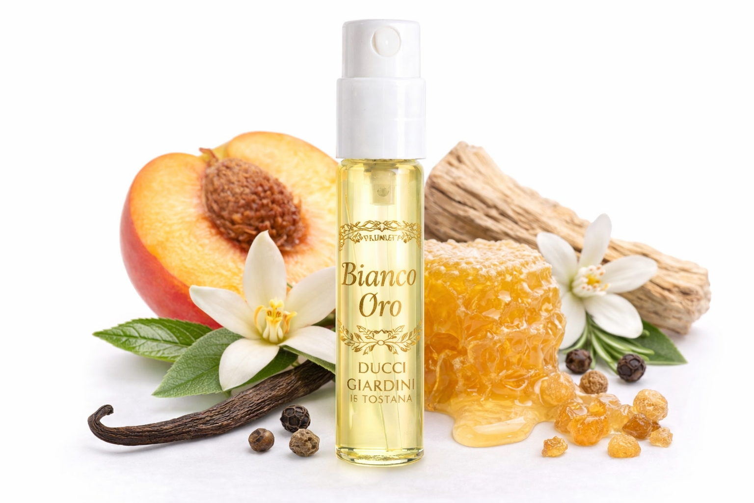 image d'un échantillon officiel de parfum Giardini di Toscana Bianco Oro 2ml 0,06 fl. oz.
