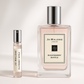 Jo Malone Raspberry Ripple 2 ml parfumstaaltje standing next to 100 ml Jo Malone Raspberry Ripple perfume bottle