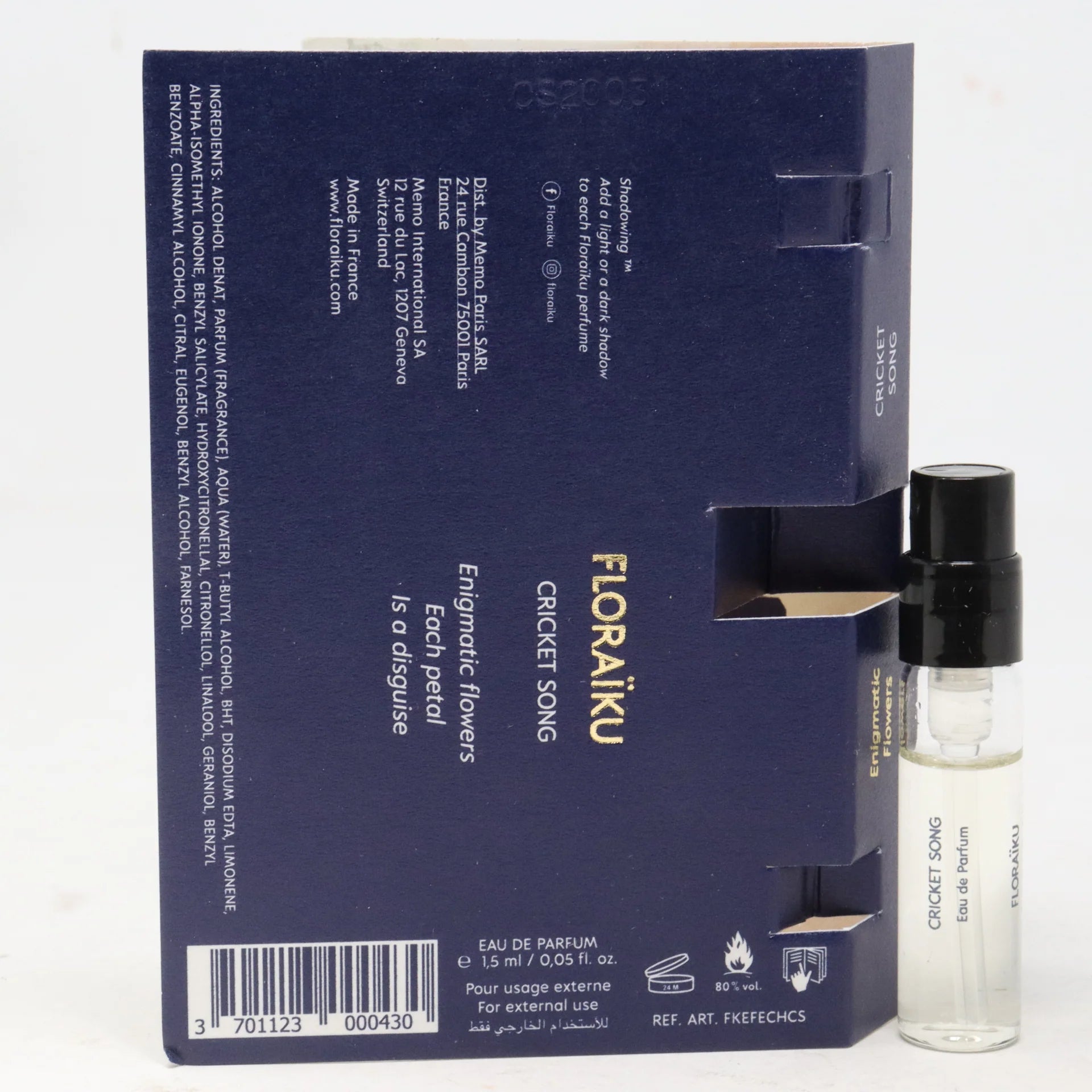 officieel parfummonster van Floraiku Cricket Song-geur 1,5 ml 0,05 fl. oz.