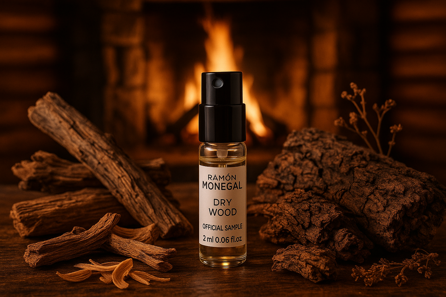 Ramon Monegal Dry Wood officieel parfummonster 2ml 0,06 fl.o.z. parfum tester