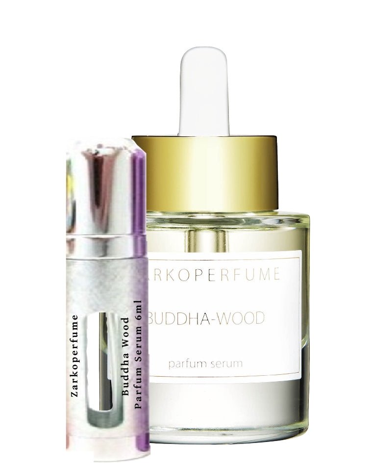 Flacon d'échantillon de sérum parfumé Buddha Wood de Zarkoperfume, 6 ml
